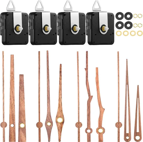 Vista 10 de Mudder Kit de repuesto de mecanismo de reloj de cuarzo de 4 piezas con 4 tipos de manecillas de reloj de madera de nogal para piezas de reparación