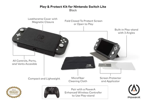 Vista 11 de PowerA Play & Protect Kit for Nintendo Switch Lite - Includes Protective CoverStand, Cleaning Cloth, Screen Protector + Applicator - Nintendo Switch