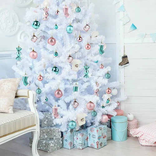 Vista 5 de PIIDUOO 97 piezas de bolas de Navidad para árbol de Navidad - Adornos inastillables pequeños para árbol de Navidad, juego de bolas rosa y turquesa