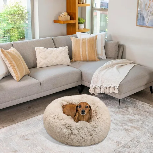 Vista 31 de Best Friends by Sheri - The Original Calming Donut - Cama calmante en forma de dona para perros y gatos - Pelo largo, azul bebé, M, 30 x 30 pulgadas