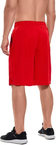 Vista 4 de LEAO Pantalones cortos de baloncesto para hombre con bolsillos con cremallera, secado rápido, holgados, pantalones cortos de entrenamiento