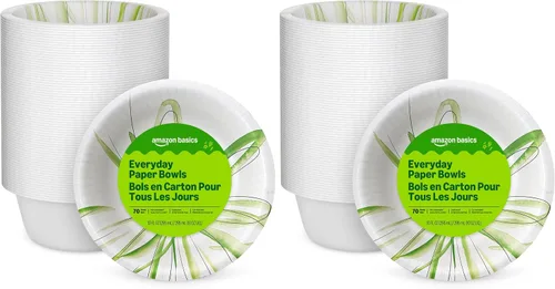 Vista 7 de Amazon Basics - Cuencos de papel para uso diario, 10 onzas, desechables, 70 unidades, color blanco, el embalaje puede variar