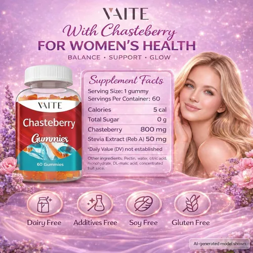 Vista 3 de Chasteberry Suplemento para mujer, gomitas – Suplementos masticables veganos para equilibrar el apoyo hormonal para mujer, masticables a base