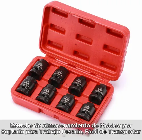 Vista 7 de CASOMAN Juego de enchufes de tubo de transmisión de 1/2 pulgada, 8 unidades, Cr-Mo, SAE, macho/hembra, 7/16", 1/2", 5/8", 9/16", unidad cuadrada