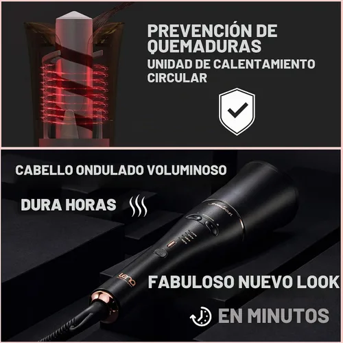 Vista 4 de Lena Rizador automático de pelo con rizador automático • Rizador iónico autorgiratorio • Lo mejor para cabello largo y mediano Negro