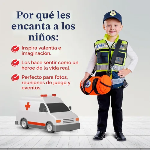 Vista 5 de Dress Up America EMT - Disfraz paramédico auténtico para niños y niñas (niños pequeños 2)