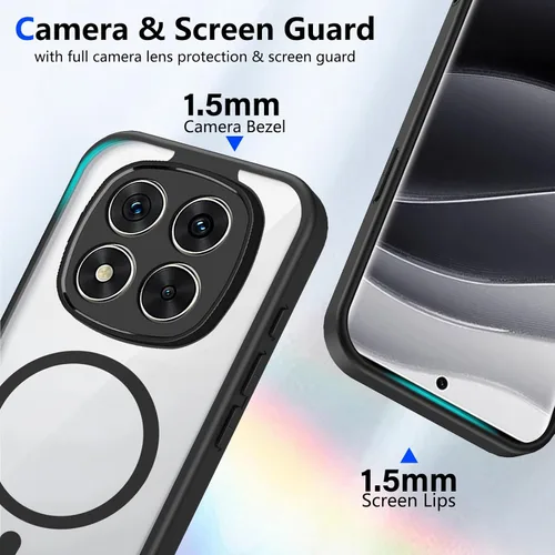 Vista 63 de Funda magnética transparente compatible con Xiaomi 17T, color negro 2 en 1 PC + TPU cubierta de teléfono a prueba de golpes, carcasa protectora