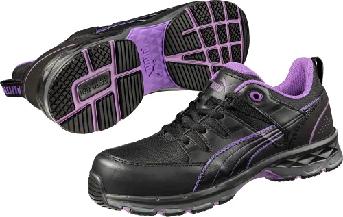 Vista 6 de PUMA Zapato industrial Stepper Low para mujer, color negro-morado, talla 8.5