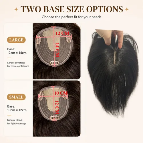 Vista 4 de Peluca de cabello humano para mujer con flequillo, peluca con clip para cabello fino + base de cuero cabelludo de poliuretano de alta densidad