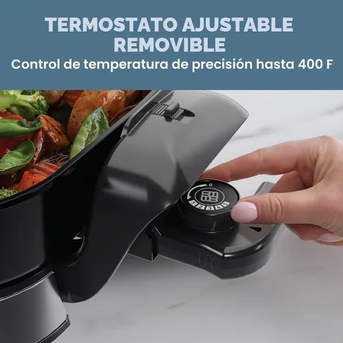 Vista 2 de West Bend Sartén eléctrica de 11 x 11 pulgadas con Diamond Shield cerámica antiadherente, base plegable extraíble, tapa de vidrio templado