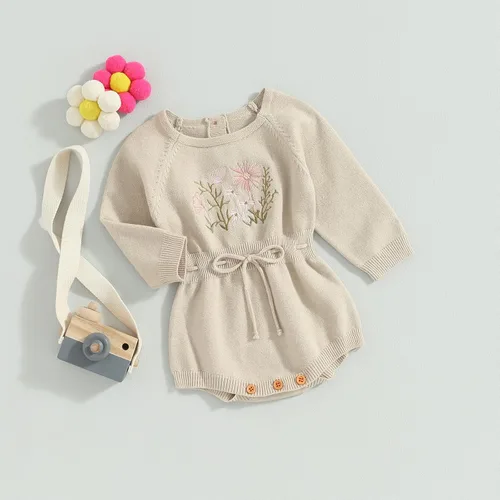 Vista 17 de ZAXARRA Suéter de bebé niña mameluco suéter de punto bordado flor sudadera mameluco ropa de otoño infantil