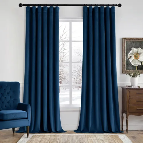Vista 46 de MIULEE Cortinas de terciopelo de 84 pulgadas de largo, juego de 2 paneles para dormitorio, con pestaña trasera plisada, de lujo, aislamiento