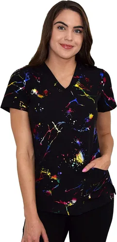 Vista 2 de GT Performance Uniforme médico de enfermería impreso para mujer Zinnia