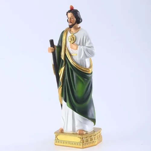 Vista 5 de QIANLING Estatua de San Jude de 12 pulgadas, Estatuas religiosas de San Jude de resina, Estatua religiosa de San Judas Tadeo de regalo