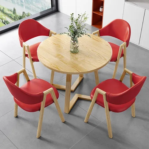 Vista 11 de YVYKFZD Office Reception Room Club Table and Chair Set, Simple Kitchen Dining Table Set for 4, Round Conference Table with Metal Legs, Small