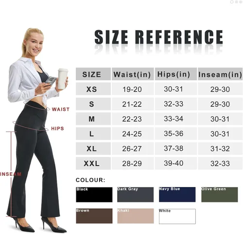 Vista 5 de FireSwan Leggings acampanados cruzados para mujer con bolsillos, corte de bota, cintura alta, pantalones de yoga con control de abdomen, pantalones