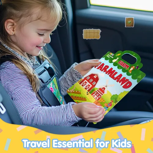 Vista 3 de JOYIN Libro de calcomanías reutilizable de animales de granja para niños pequeños, libro de calcomanías 3D para niños de 3, 4, 5 años, elementos