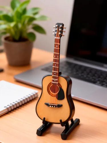 Vista 6 de Modelo de guitarra en miniatura, mini casa de muñecas de madera