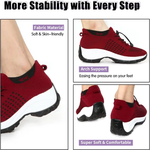 Vista 6 de STUNAHOME Zapatillas Ortopédicas Transpirables para Mujer Zapatos para Caminar Sin Cordones Zapatillas de Entrenamiento Cómodas Casuales para Mujer