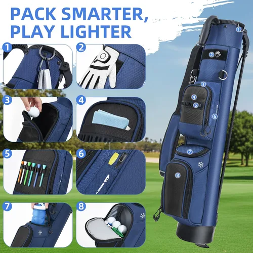 Vista 4 de Shopsource Bolsa de soporte de golf, bolsa de transporte ligera Par 3 con bolsillo aislado para enfriar, fácil de transportar y duradera, ideal