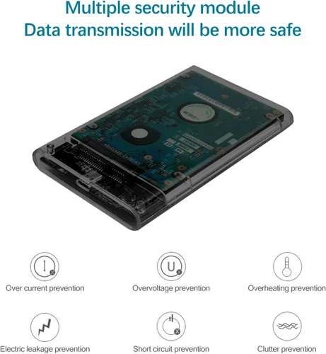 Vista 6 de Carcasa para disco duro de 2.5", Wansurs 6Gbps USB 3.1 Gen 1 a SATA III Caja de disco duro SSD sin herramientas para HDD y SSD SATA de 2.5 pulgadas