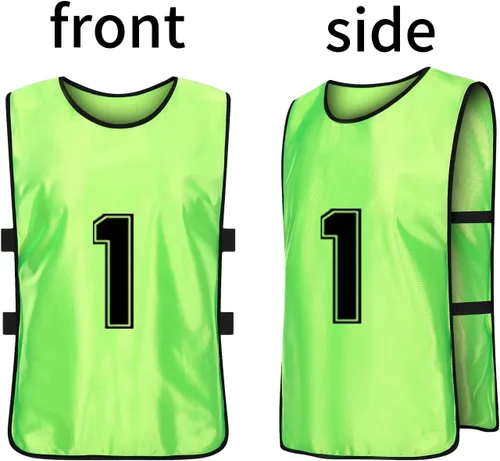 Vista 3 de Scrimmage - Chaleco de entrenamiento de equipo deportivo con pinnies reversibles numerados para equipo de fútbol para niños, jóvenes y adultos