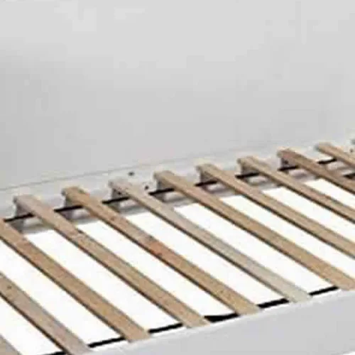 Vista 4 de Benjara - Sofá cama doble de madera moderna de mediados de siglo con patas redondas, color blanco