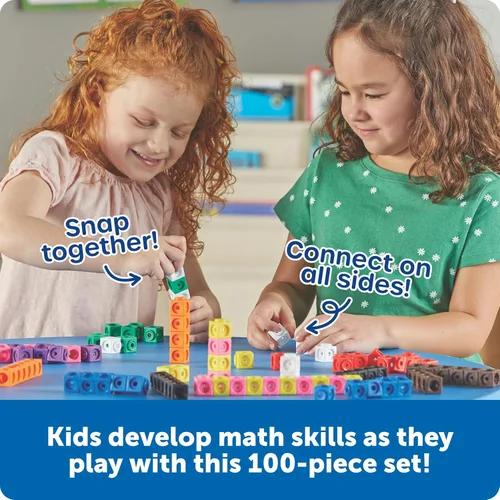 Vista 2 de Cubos MathLink de Learning Resources - Juego de 100 cubos, para niños de 5 años en adelante, actividades STEM, elementos manipulativos