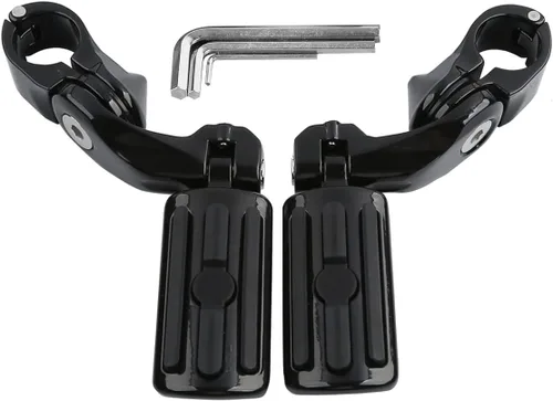 Vista 9 de TCT-MOTORPARTS Estriberas de pie de carretera de montaje largo para Harley Electra Glide, todo con protectores de motor de 1-1/4 pulgadas 1.25 Negro