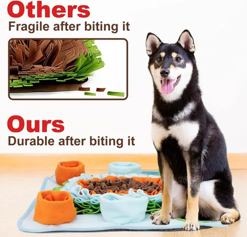 Vista 4 de Tapete de olfateo para perros, juguetes de rompecabezas, tapete interactivo para alimentación de mascotas, alimentación de gatos con mango