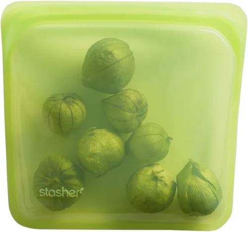 Vista 18 de Bolsa de almacenamiento reutilizable de silicona premium Stasher para sándwiches, color aqua, apta para microondas, sous vide, lavavajillas, horno