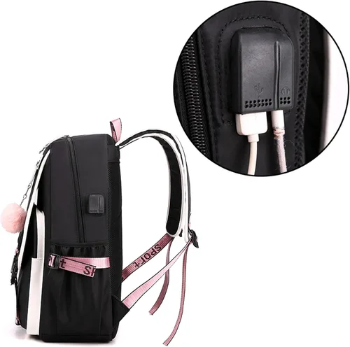 Vista 4 de Roffatide Anime Kuromi Print Business Casual Laptop Hombros Mochila Viaje Senderismo Daypacks Mochila Mochila 17 Pulgadas, Kurom B, Moderno