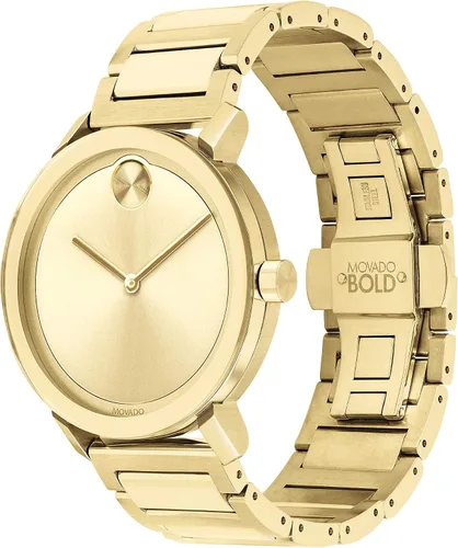 Vista 3 de Movado Bold Evolution - Caja de acero ionizado y pulsera de eslabones para hombre, oro amarillo