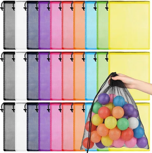 Vista 8 de PLULON Bolsa de malla con cordón, bolsa de almacenamiento de malla con cordón, bolsa de lavandería para gimnasio, nailon para almacenamiento, viajes