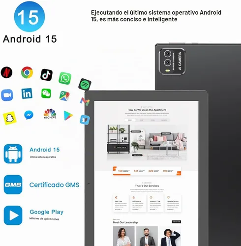 Vista 6 de HOTTABLET 10" Tableta Android 15 de 12 (4+8Expand) GB RAM+64GB ROM, cámara dual de 2+8MP, batería de 6000mAh (Tableta+estuche+lápiz capacitivo)