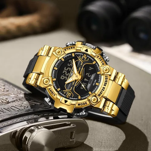 Vista 2 de findtime Relojes de diseñador genial para hombre, color azul, gran cara, relojes para hombres, electrónico único, deportivo, militar, audaz
