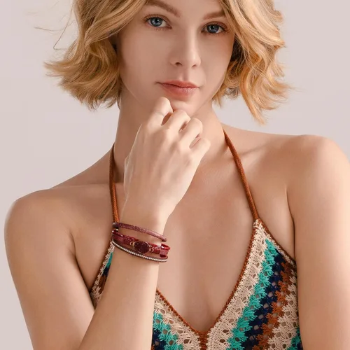 Vista 148 de FANCY SHINY - Pulsera de cuero estilo bohemio, pulsera de cuentas de cristal con cierre magnético, regalos de joyería para mujer