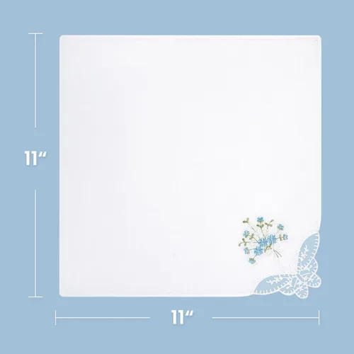 Vista 5 de Selected Hanky Pañuelos de algodón para mujer, bordado con encaje, 6 unidades, surtido