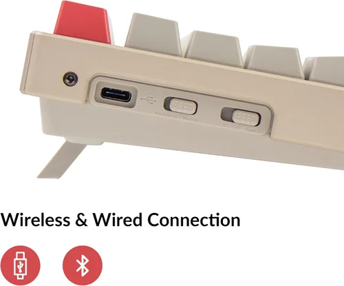 Vista 4 de Keychron Teclado mecánico Bluetooth inalámbrico K8 de 87 teclas diseño sin teclas teclado mecánico Bluetooth para Mac multitarea tipo C con cable