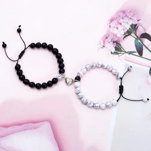 Vista 5 de Pulseras para parejas, para él y ella, regalos a juego, pulseras de joyería