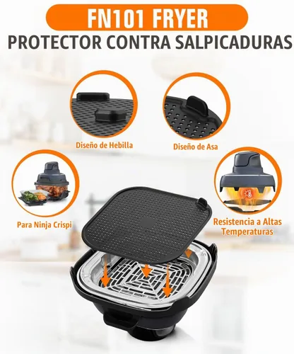 Vista 4 de 2 Piezas Salvamanteles de Silicona para Freidora de Aire y Protector contra Salpicaduras para Ninja Crispi, Alfombrilla Resistente al Calor