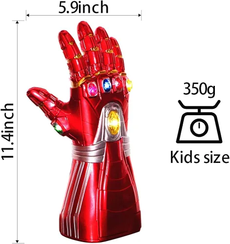 Vista 2 de Aokairuisi Iron Man Infinity Guauntlet Kids Electronic Infinity Guante con imán extraíble Infinity Stones-3 modo Flash