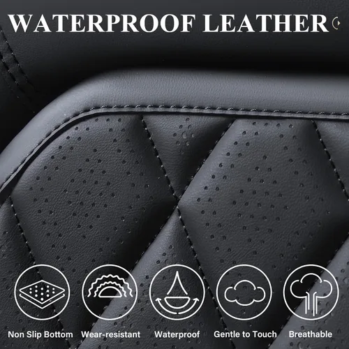 Vista 2 de Coverado Funda protectora para asiento delantero y trasero, ajuste universal, piel y tela, color rojo