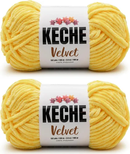 Vista 144 de Keche Hilo para ganchillo, hilo de terciopelo, chenilla suave, manta de bebé voluminosa amigurumi Yarn 3.53 oz (132 yardas) - Arona