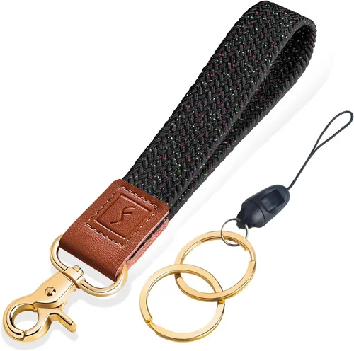 Vista 26 de Fishent Llavero de Muñeca Elástico, Cordones de Muñeca Trenzados Lindos para Llaves, Soporte de Llavero para Mujeres y Hombres, Correa de Muñeca