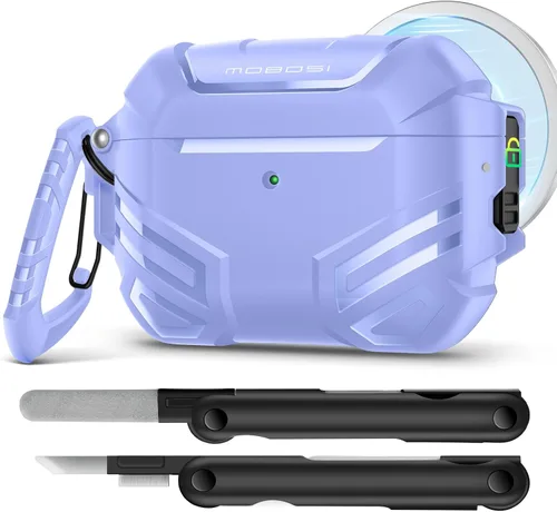 Vista 10 de MOBOSI Funda para AirPods Pro 2 con cerradura, compatible con funda Airpod Pro de 2ª/1ª generación, funda protectora de grado militar con kit