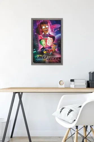 Vista 6 de Star Trek: Lower Decks - Póster de pared de arte clave, 22.4 pulgadas de largo x 14.7 pulgadas de ancho, versión enmarcada de madera de granero