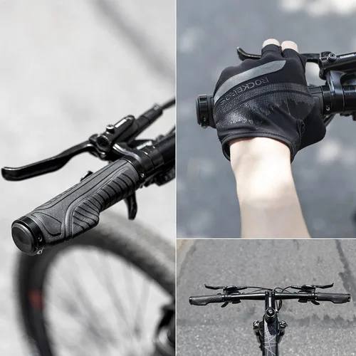 Vista 5 de ROCKBROS Empuñaduras de bicicleta de montaña, empuñaduras para manillar de bicicleta, doble abrazadera de aluminio para MTB BMX, extremos de barra