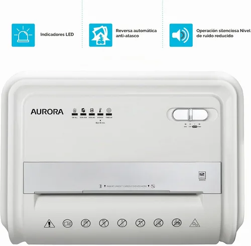 Vista 5 de Aurora Trituradora de papel microcortado/CD y tarjetas de crédito de 12 hojas de alta seguridad con cesta extraíble de 5.7 galones, tiempo
