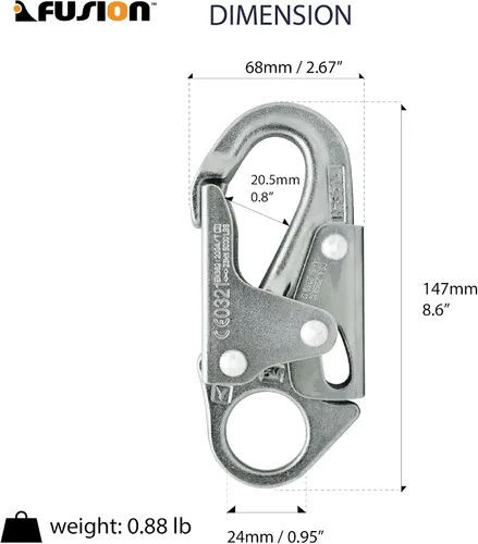 Vista 2 de Fusion Climb Maxi-2 Gancho de acero al carbono de alta resistencia forjado a presión, oro, universal (FP-6013-5-HS-GLD)